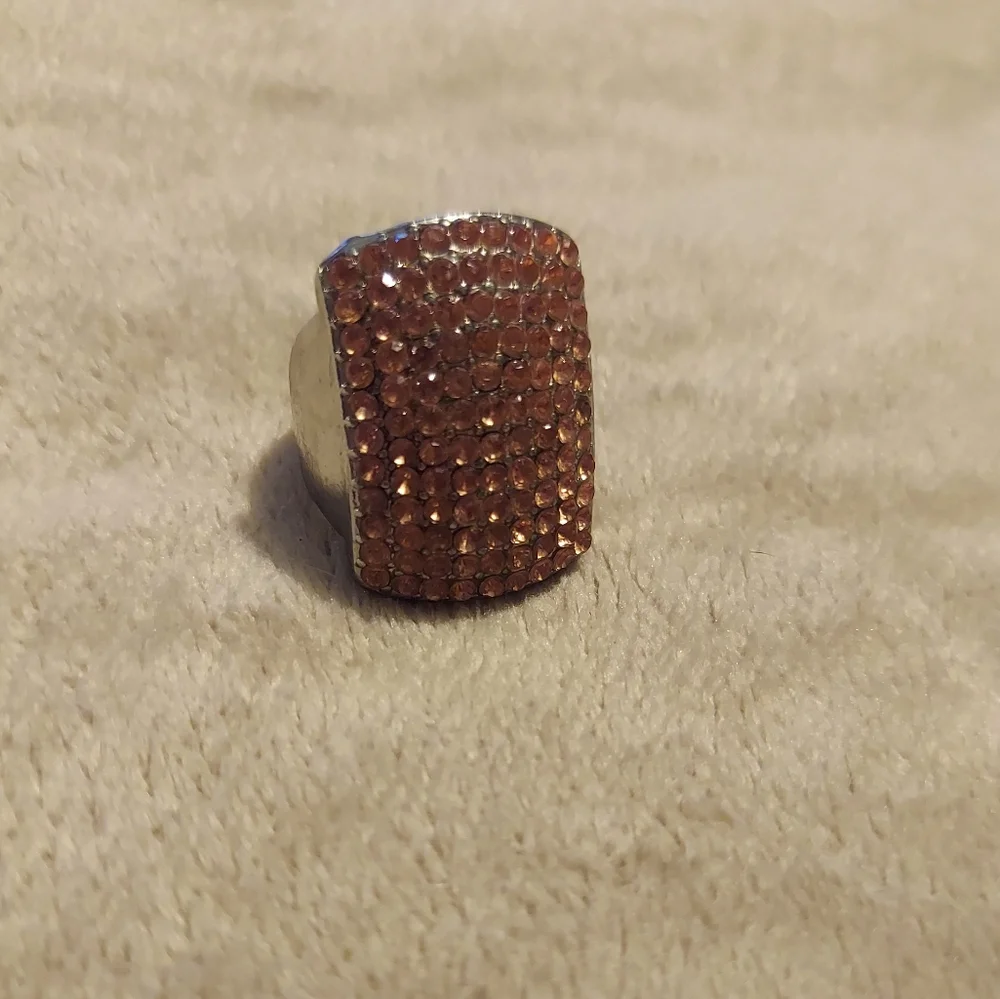 Stretch Orange gemstone Statement Ring - Picture 2 of 6